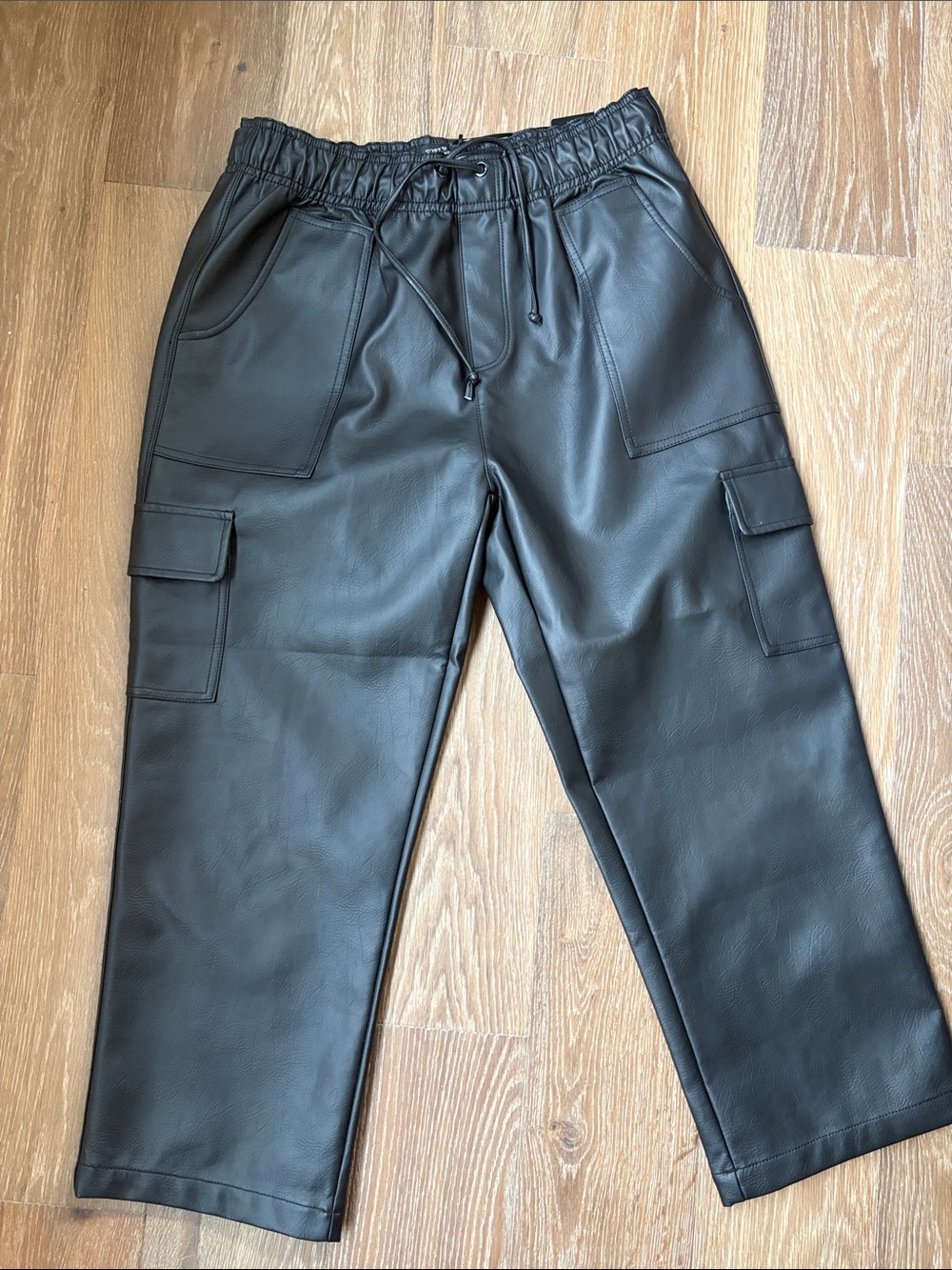 Velvet Heart Faux Leather Cargo Pants - Elastic Waist